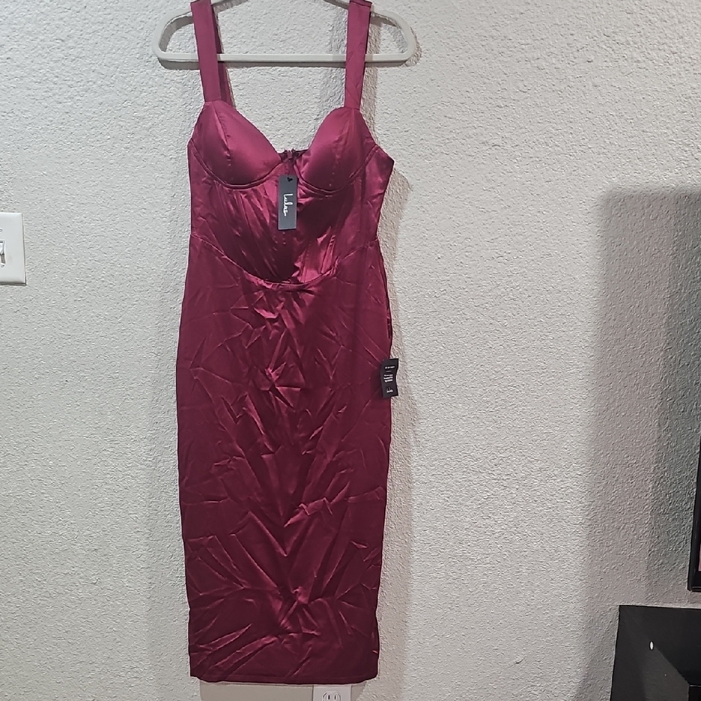 Lulu's Rich Wine Satin Gown